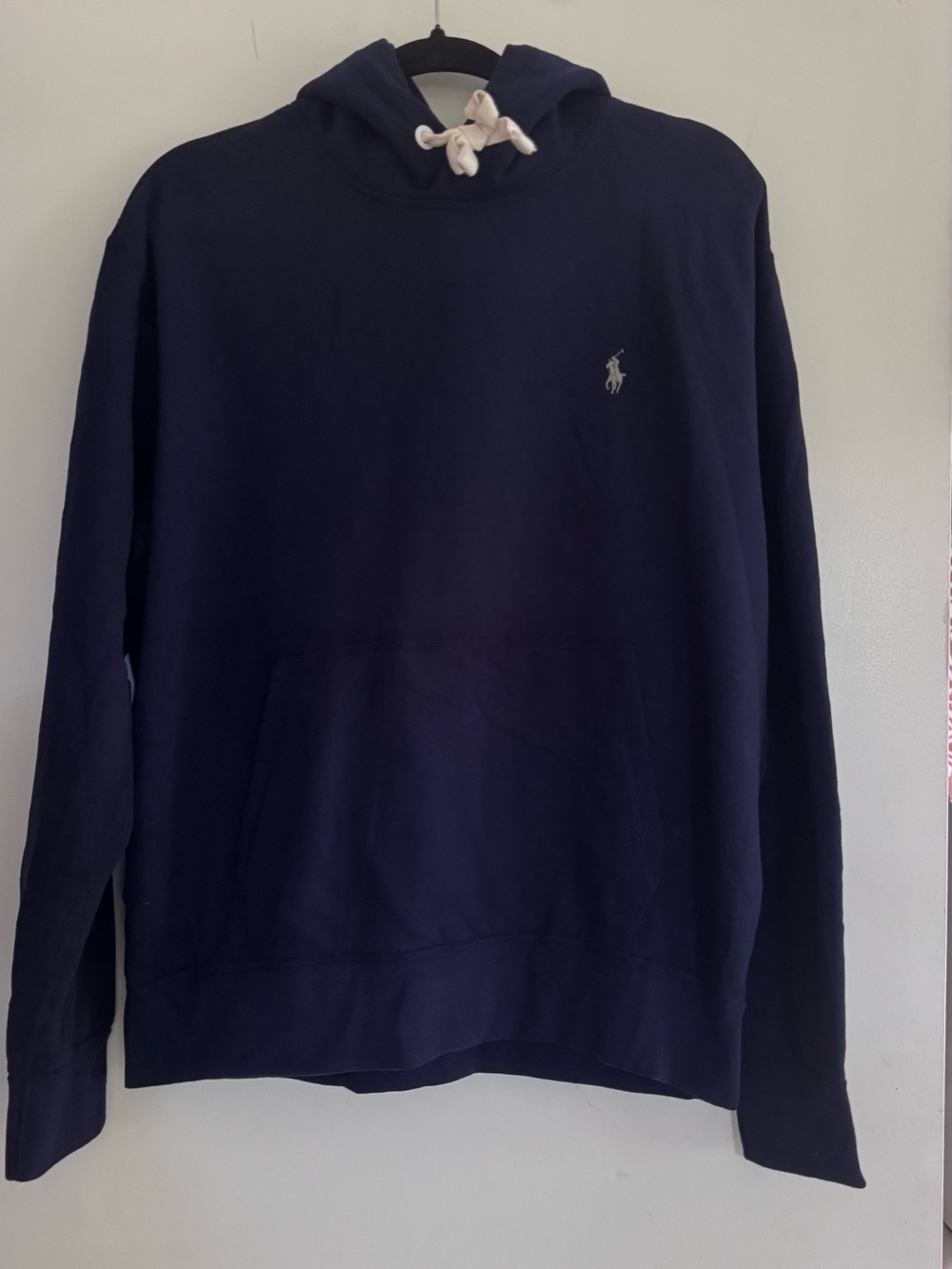 Ralph Lauren Performance Navy Pullover Hoodie with White Drawstrings. Athletic L - Picture 3 of 10